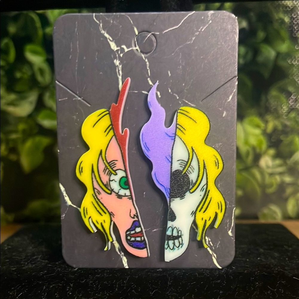 Colorful Unique 2 Faced Earrings Goth Eclectic Style